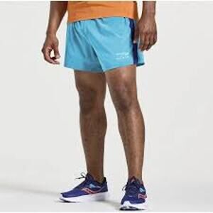 Saucony outpace 5" running shorts light blue lined Men's size medium